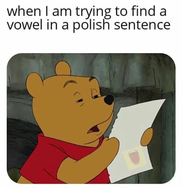 Looking for a vowel in a Polish sentence