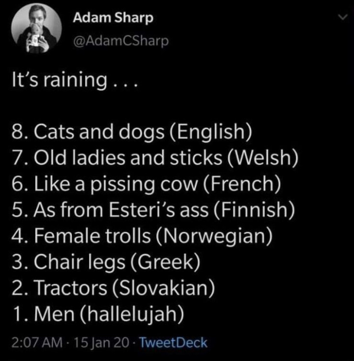 It's raining