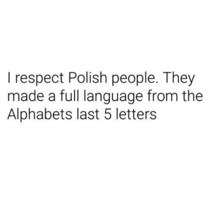 Polish alphabet's last 5 letters